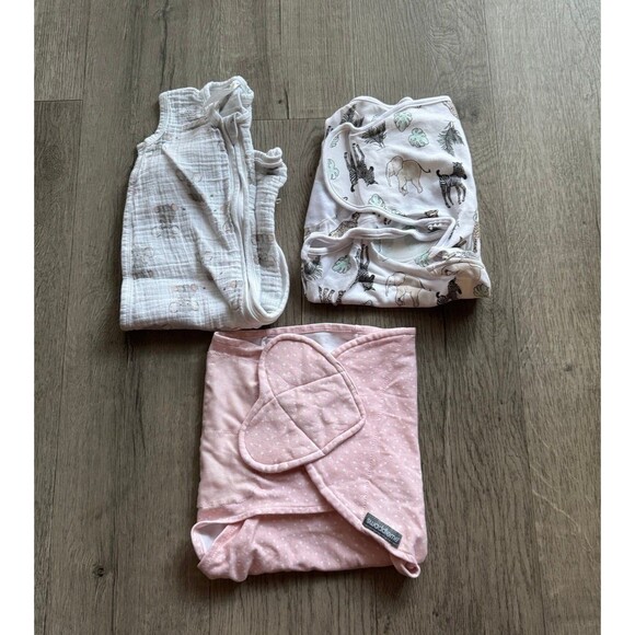 Aden and Anais Bundle of 3 Sleepsack Swaddle Size Small 0-6 Months Swaddleme - Picture 1 of 12